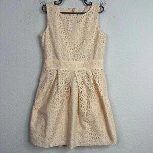 Crewcuts Dress Girls Size 8 Peach Lace Overlay Fit Flare Cottagecore Tea Garden